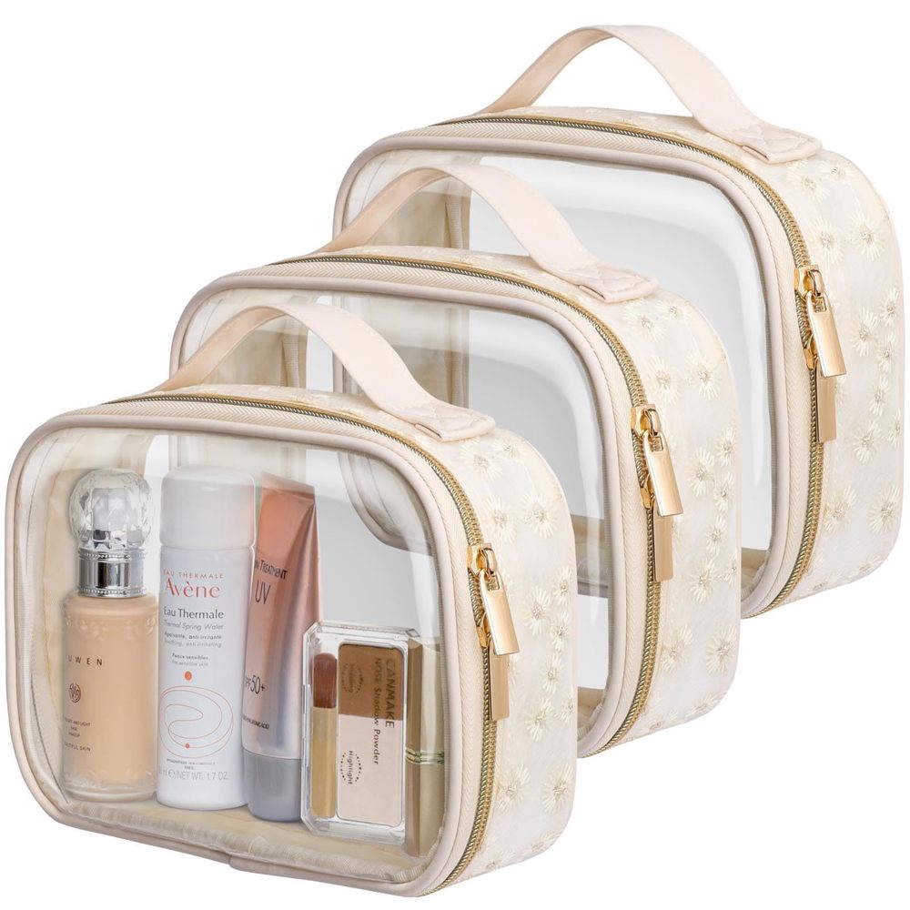 Floral Texture Tsa Approved Toiletry Bag - 180° Large Opening Clear Makeup🐠